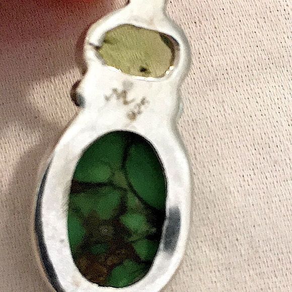 Mohave Lime Green Copper Infused Turquoise Peridot Sterling Silver Drop Earrings - Picture 5 of 16